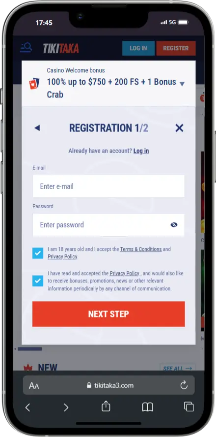 Sign Up for Tikitaka Casino You will then access your gaming account! Please note, logging in can only be done using your email address.
